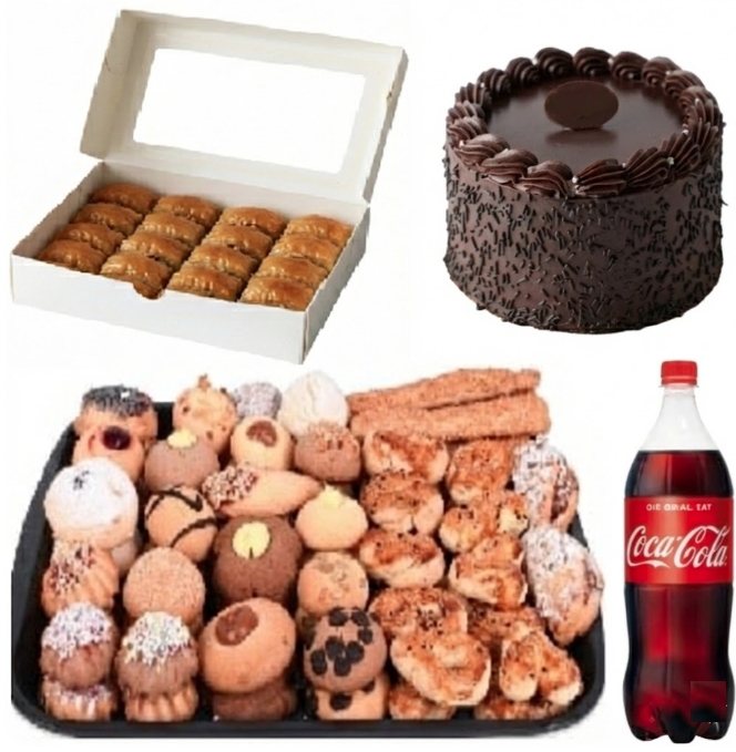 4 Kişilik Çikolatalı Yaş Pasta + Kuru Pasta + Cevizli Baklava Menü