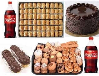 Evde Parti Seti Çikolatalı Pasta 1 kg Baklava Ekler ve Kuru Pasta